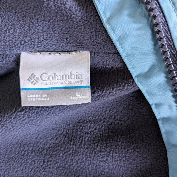 Columbia Girls Blue Rainy Trails Fleece Lined Jacket Waterproof Size Large - Picture 7 of 10